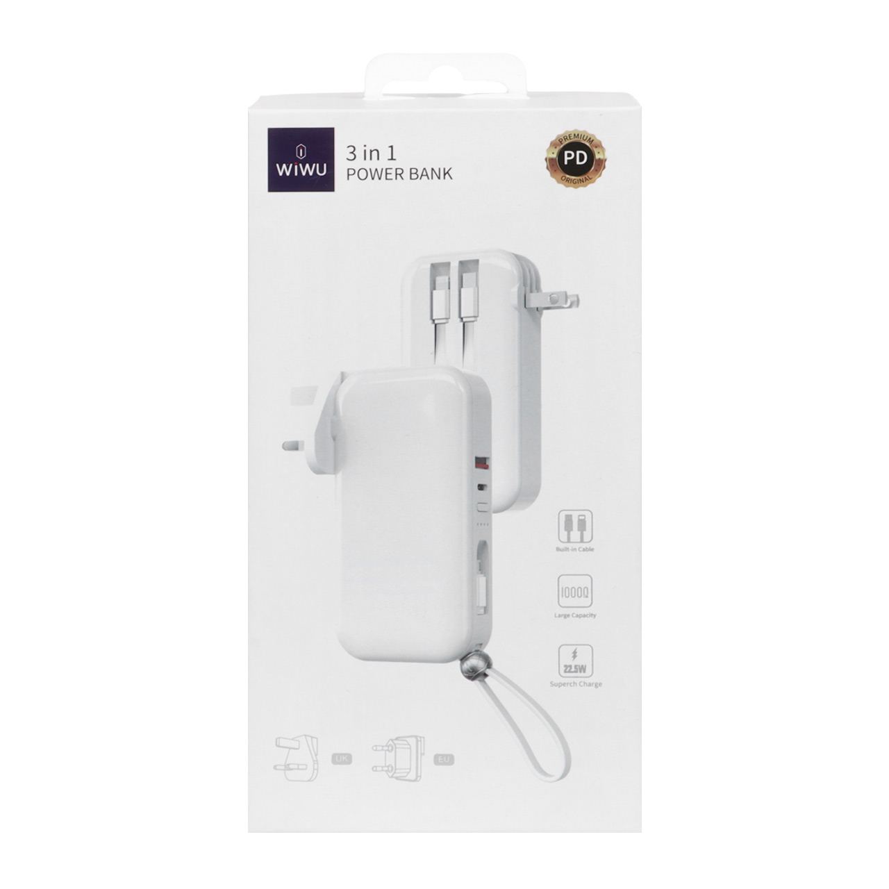 پاوربانک (PD و فست شارژ) Wiwu 22.5W 10000mAh مدل JC-23 - سفید